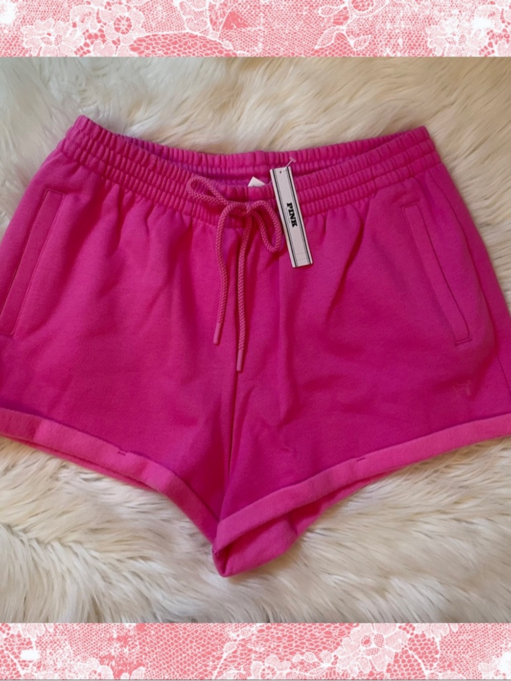 PINK Victoria’s Secret Rolled Hem Shorts - NWT - Size Medium - Pink Gossip